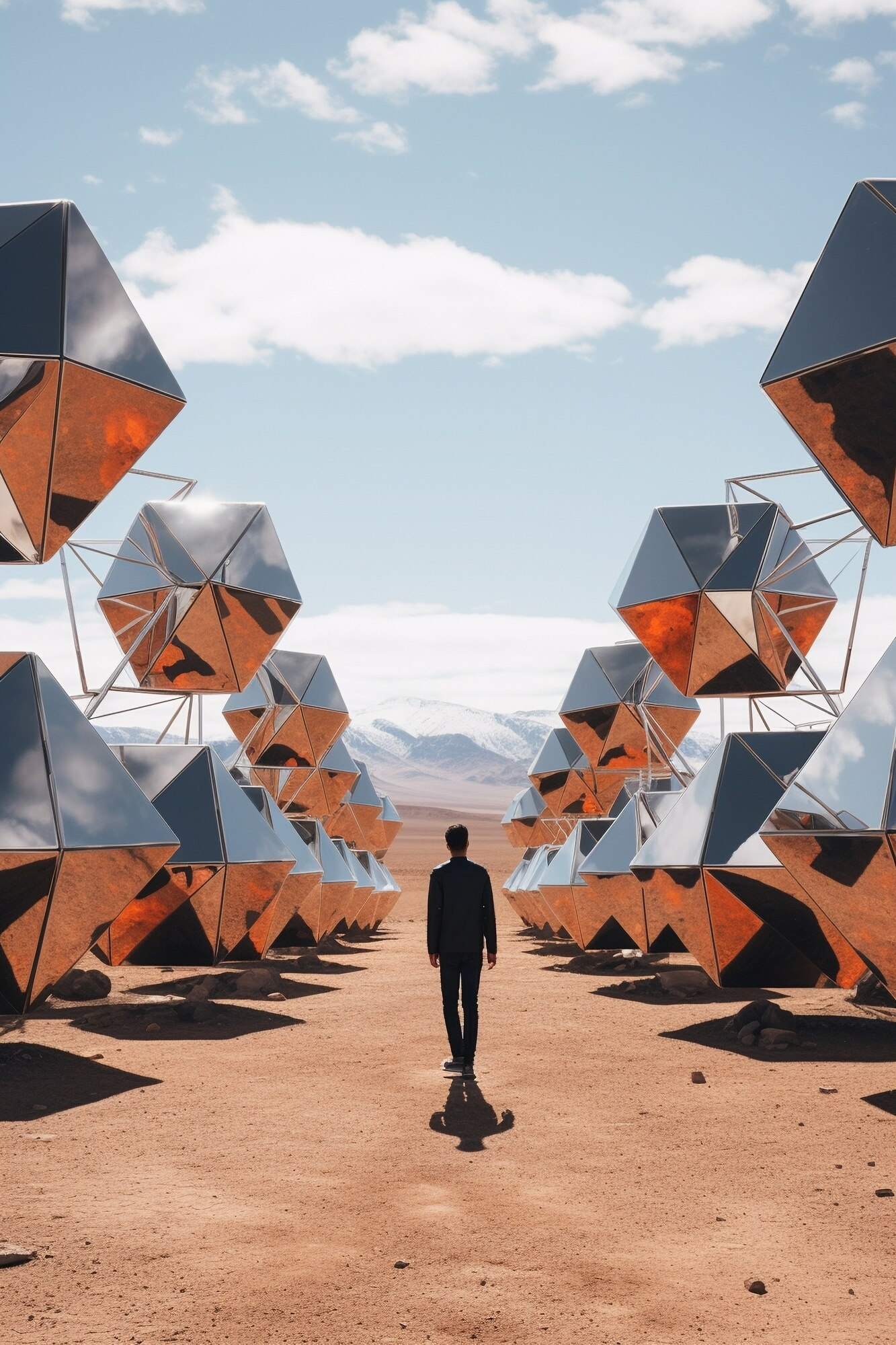 Krajobraz biznesowy z geometrycznymi strukturami